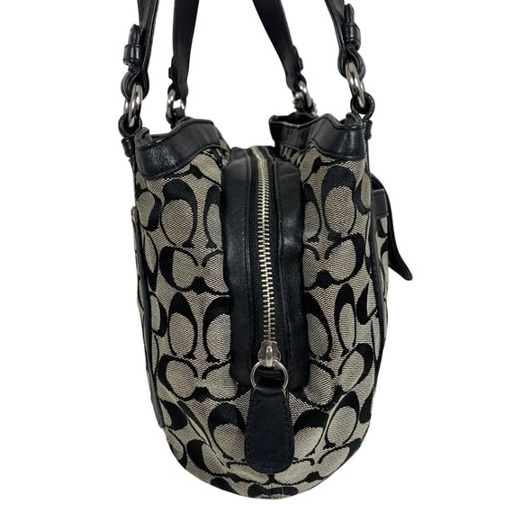 COACH F14934 Cricket Signature Satchel Shoulder Bag Black/Off-White + Hang Tag - Picture 4 of 15